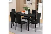 Artiss Dining Chairs and Table Dining Set 6 Chair Set Of 7 Black