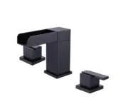 NIB Brass Widespread Bathroom Matte Black Faucet With Waterfall $299 FLB-23