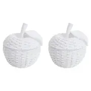 2x LVD Apple Trinket Storage Box Weave Decorative Home Ornament Statue 10.5x12cm