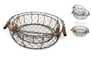 Round Metal Wire Fruit Trays Rustic Chicken Wire Tray with Rusty Set of 2