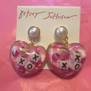 Betsey Johnson XO Lucite Dangle Checked Dice Stud Lips Earrings NWT $55