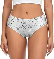 [SAAKE] Hunting Arrows Triangles Deer Print Women's Briefs XS S M L XL XXL 3XL 4XL Plus Size Briefs Bikini Ladies Underpants, Black, Medium