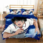 v2269 Bed Sheets Anime Captain Tsubasa Bedding Set,Duvet Cover Bed Set Quilt Cover Pillowcase,King Queen Twin Size Boys Girls Adults 3-Piece Bedding S