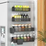 4 Pack Magnetic Spice Rack For Refrigerator Organizer Moveable Shelf Fridge