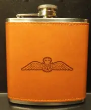 RAF (Royal Air Force) Flask Leather Covered Stainless Steel 6 oz. Hip Flask (New