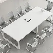 HOLGVE Conference Table, White Small Meeting Desk, for 10 People Training Seminar Table, for Home Office, Small Space