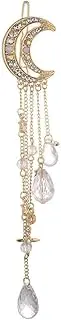 Fashion Elegant Women Hair Bands Lady Moon Rhinestone Crystal Tassel Long Chain Beads Dangle Hairpin Hair Clip Hair Jewelry