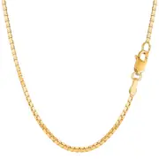 14k Yellow Solid Gold Mirror Box Chain Necklace, 1.7mm