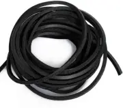 LolliBeads (TM) 3mm Flat Genuine Leather Cord Braiding 5yard, Flat_black