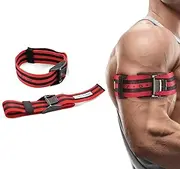Ceciliec Blood Flow Restriction Bands for Arms, Legs, Glutes, Occlusion Training, Muscle Building Without Heavy Weightlifting, Quick Release Elastic Band (Red, 2 Set)