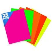 25 Sheets Neon Paper - 5 Colors Neon Construction Paper, UV and Blacklight React
