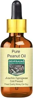 Devprayag Pure Peanut Oil (Arachis hypogeae) with Glass Dropper Natural Therapeutic Grade Cold Pressed 30ml (1 oz)