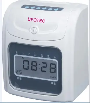 最新 微電腦 UFOTEC 雙色打卡鐘 六欄位/點矩陣 附2支色帶及50張卡片