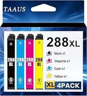 TAAUS 4X 288XL 288 XL Ink Cartridges Compatible for Epson Expression XP-240 XP-340 XP-344 XP-440 (1BK,1C,1M,1Y) 4 Pack