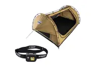Adventure Kings Plus Lithium Rechargeable LED Headtorch + Big Daddy Deluxe Double Swag