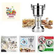 Grain Mill Grinder High Speed Food Grain Mill Stainless Steel Seeds Flour Nut...
