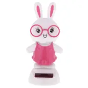 3 Pcs Solar Powered Bobble Head Dancing Toy Car Decoration Ornament Cute Rabbit(Pink)