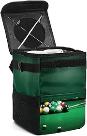 Car Trash Can with Lid,Bag Hanging Storage Pockets Leak-Proof,Portable Garbage Bin,Billiard Balls Colorful