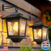 2 Pack Solar Wall Lanterns with Replaceable Bulb, Outdoor Hanging Solar Light