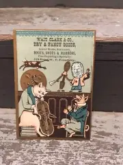 Rare 1880s Era Trade Blotter Card Clark Dry Goods Boot Shoes Rubbers Friendship