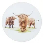 Ashdene Glass 30cm Highland Herd Round Surface Protector Table/Desk Placemat