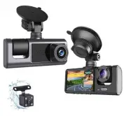 Dash Camera For Car Security 3 Channel Dashcam Front And Rear 1080p 2 Screen HDR