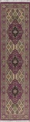 Geometric Runner Rug Traditional Oriental Carpet Medallion Design Purple Rug