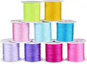 FASHEWELRY 9 Rolls Chinese Knotting Cord for Bracelets, Pastel Nylon String Cord 0.4mm Nylon String Beading Thread for Macrame Craft, Keychains Lanyards, Jewelry Making
