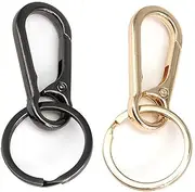 [Fxkoolr] Metal Keychains Keyring Key Chain Ring Holder Organizer Clip Key Organizer Key Chain Ring for Women Men Home Car Keys, Key Finder, 2 Pieces (Black and Gold), Black&gold