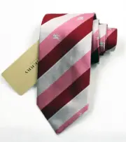 NEW Burberry RED Stripes Mans 100% Silk Tie Authentic Italy Made 3.5" 035025