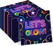 40Pcs Glow Party Napkins Glow Party Supplies Neon Glow in the Dark Disposable Paper Napkin Neon Birthday Paper Napkins for Forks Blacklight Party Decoration Neon Glow Birthday Party Decoration