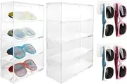 [LIUCONGBD] 2 Pack Sunglasses Organizer Acrylic with 4 Pcs Sunglass Holder for Wall, Clear Sunglass Organizer Eyeglass Case with 4 Lid Drawer, Acrylic Sunglasses Case Glasses Storage for Women Men Eyewear Display