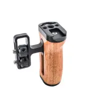 DSLR Camera Cage Side Handle Grip Left Right Wooden Handgrip Cold Shoe Mount