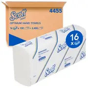 Scott Optimum Folded Paper Hand Towels 16 Packs x 150 Towels (4455)