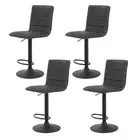 Vintage Leather Bar Stools Grey Set of 4 Adjustable Height Comfort Swivel -GYX4