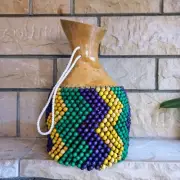 Purple yellow green beaded mardi gras gourd shekere instrument,Rhythm Instrument