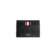 [THOM BROWNE] Pebble Grain Leather Grosgrain Tab Card Holder Black