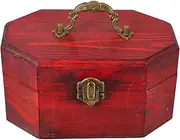 OSOLADY Handheld Portable Wooden Storage Box Vintage Lid Craft Storage Box for Home