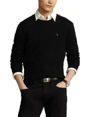 [Polo Ralph Lauren] Cable-Knit Wool-Cashmere Sweater in Black