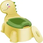 BAKAMITAYI Dinosaur Travel Potty Toilet,Potty Training Toilet with Non-Slip Rubber Mat for Toddlers,Portable Potty Training Seat (Yellow)