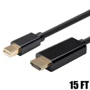 15FT Mini DisplayPort Male to HDMI Male Adapter Cable MacBook Mac Monitor 1080p