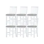 Laelia Tall Bar Chair Stool Set of 6 Solid Acacia Wood Coastal Furniture - White