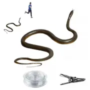 Fake snake, snake prank with rope and clip, realistic rubber snake, realistic snake prank for Halloween party pranks -Yx 120cm red-eyed black snake