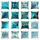 Aqua Turquoise Blue Green Cushion Cover Teal Abstract Home Decor Cushion Cover