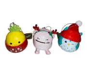Set of 3 3.5" Kurt Adler Squishmallows Owl Pineapple Ornament Christmas Decor