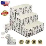 Lightweight Indoor Pet Stairs - 3 Steps with Sherpa Cushion, Arrow White/Black