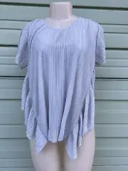 New EMPORIO ARMANI GRAY PLEATED BLOUSE TOP SHEER Size 40 MSRP $395 7080A