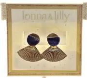 lonna & lilly Earrings Jackets Semi-precious Blue Stone Distressed Gold-tone Fan