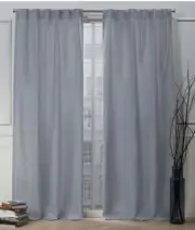 Nicole Miller Faux Linen Slub Hidden Tab Top Panel Pair - 54X96 Chambray Blue