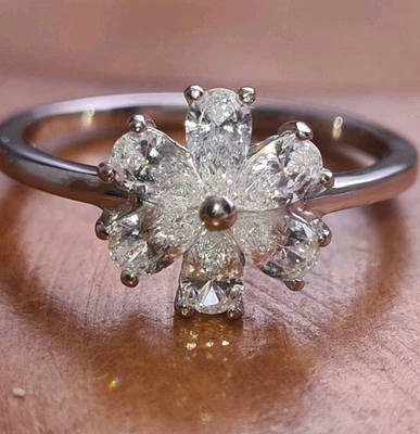 Swarovski Zirconia Cluster Ring in Rhodium Overlay Sterling Silver 1.80 Ct